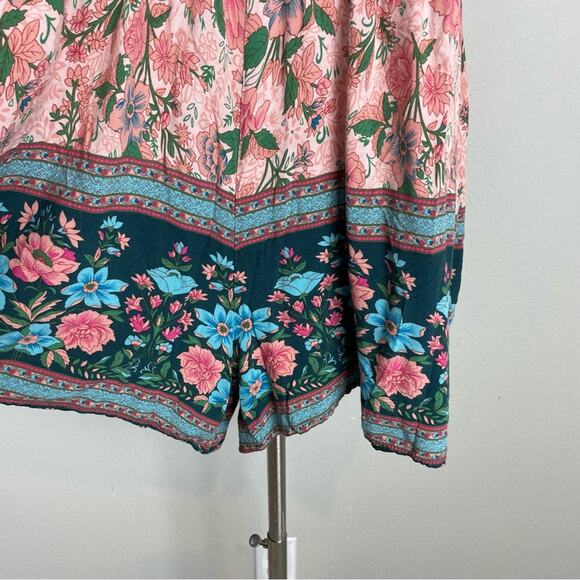 Saints & Secrets Teal Peach Floral Romper Large - Picture 6 of 7